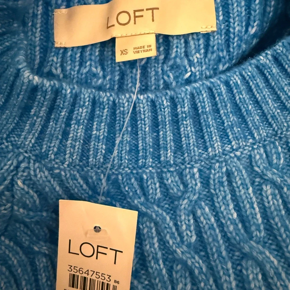 LOFT Blue Cable Knit Sweater XS - NEW with tags! - Picture 3 of 4